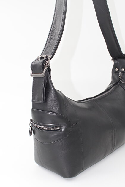 Genuine Leather Women's Shoulder Bag – Pisa Model Black | Real Leather, Stylish and Everyday Use 12×32×17 cm