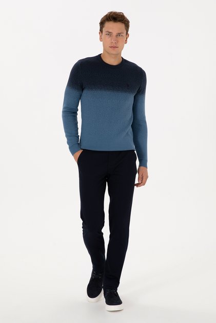 Men's Navy Blue Slim Fit Canvas / Chino Trousers 50308762-Vr033