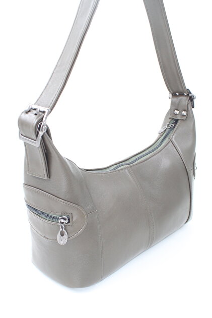 Genuine Leather Women's Shoulder Bag Pisa Model Khaki Green Real Leather, Stylish and Daily Use 12×32×17 cm