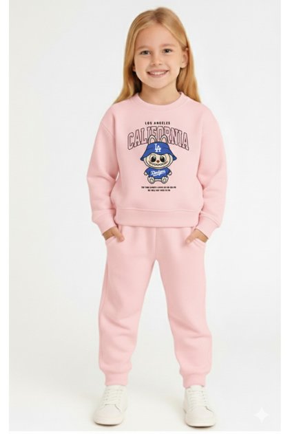 Girl's Labubu Printed Fleece-Lined Sweatshirt Tracksuit Set