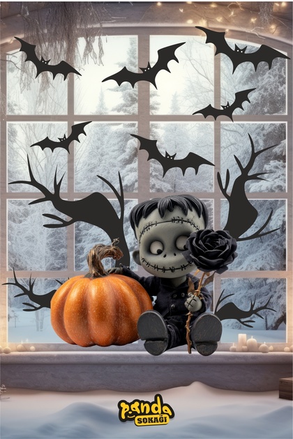 Cadılar Bayramı Sticker Seti, Happy Hallowen Sticker Seti, Duvar ve Cam Sticker