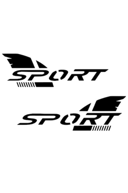 Set de 2 autocolante laterale auto, Sport, 40 cm, Negru