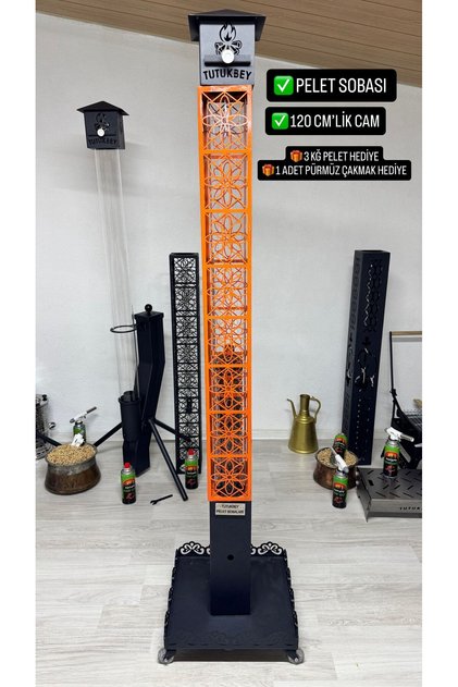 FÜZE MODERN PELET SOBASI 120 CMLİK EV BAHÇE BALKON KAFE ALANLARDA KULLANIM