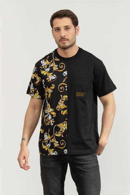 VERSACE JEANS COUTURE Erkek Bisiklet Yaka T-Shirt Siyah - Fiyatı
