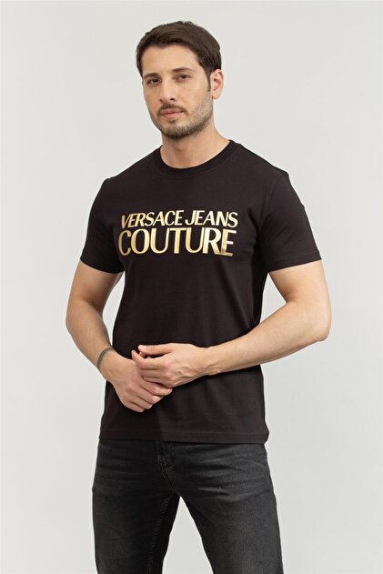 VERSACE JEANS COUTURE Erkek Bisiklet Yaka T-Shirt Siyah - Fiyatı