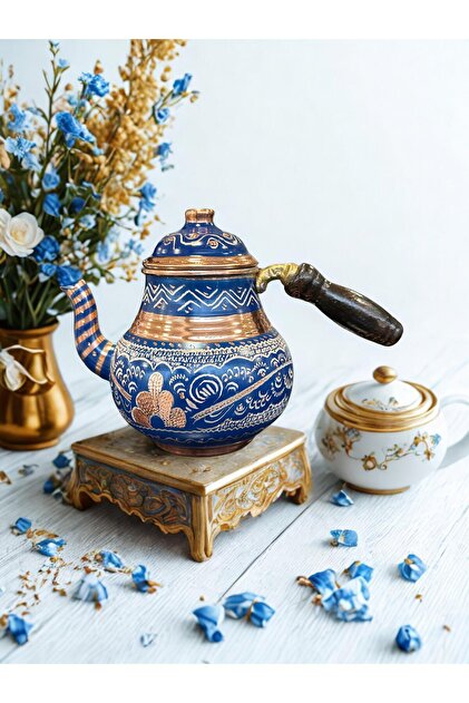Small Copper Teapot Blue