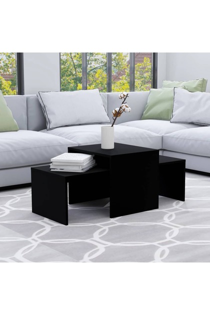 Coffee Table Set Black 100x48x40 cm Engineered Wood