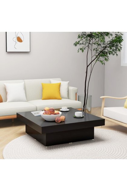 Coffee Table Black 90x90x28 cm Engineered Wood