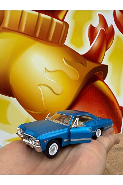 scntoys Çek Bırak 1967 Chevrolet Impala Mavi Diecast Model Araba