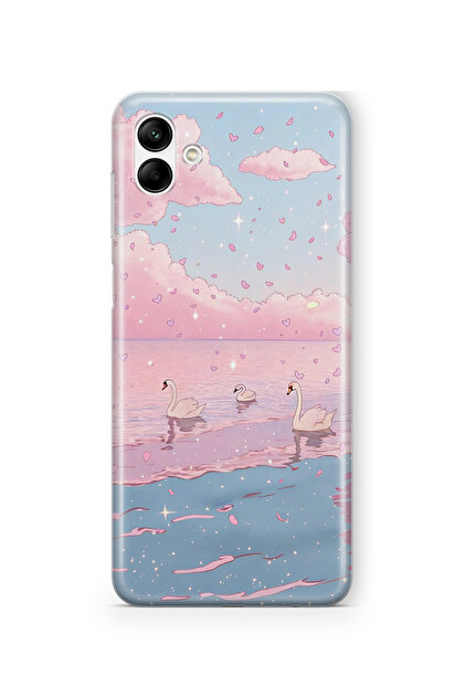 Flamenko Samsung Galaxy A05 Compatible Pink Sky And Swan Pattern Transparent Phone Case - Trendyol Flamenko Samsung Galaxy A05 Compatible Pink Sky And Swan Pattern Transparent Phone Case - Trendyol