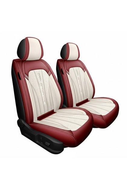 Set de huse pentru scaune auto, piele Nappa, scaune față și banchetă spate, pentru toate anotimpurile, culoare roșu crem