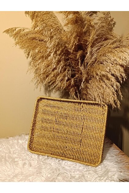Wicker Rattan Footed Tray Presentation Tray Rectangular
