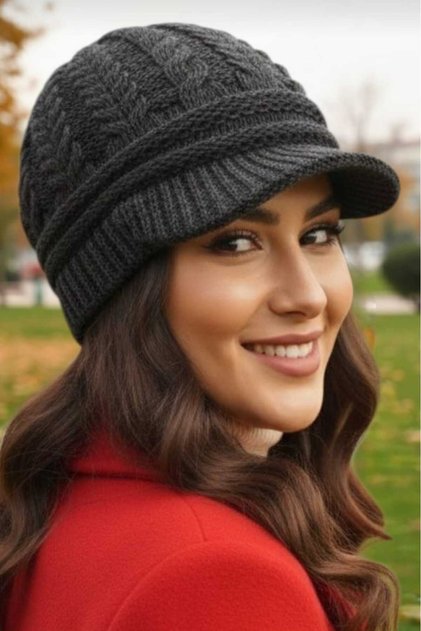 Women's Double Layered Knitted Beanie Knitwear Beanie