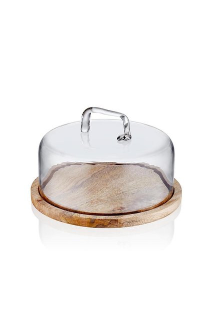 Madera Yuvarlak Kek Saklama Fanusu 17x26x26 cm