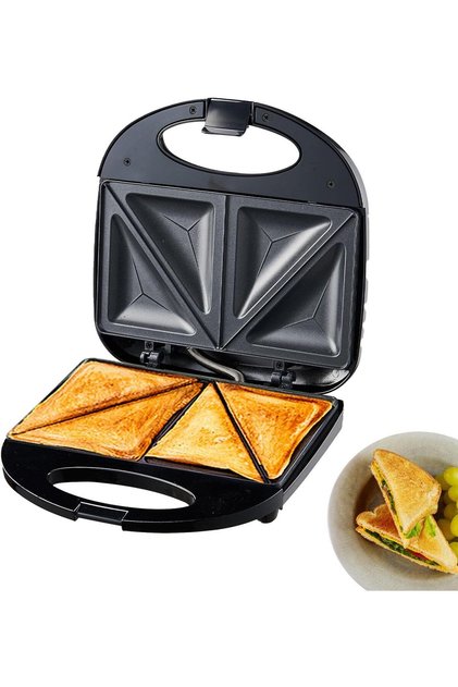 Sandwich Maker 3-in-1 Grill - Steel, Nonstick, Indicator Lights