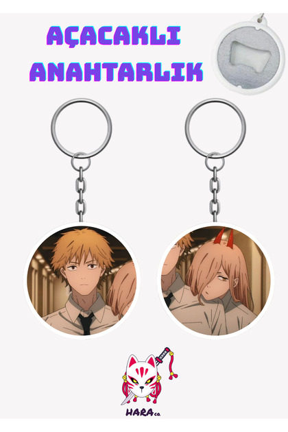 Chainsaw Man Anime Power and Denji Keychain Opener Set (2-Piece) V1