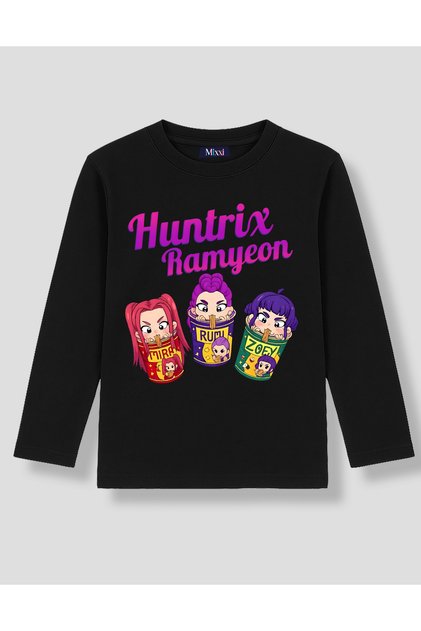 Kpop Demon Hunters Huntrix Ramyeon Long Sleeve Printed Girls' T-Shirt (4-13 Years Old)