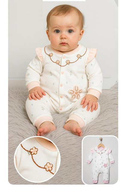Flower-Detail Embroidered Baby Girl Romper