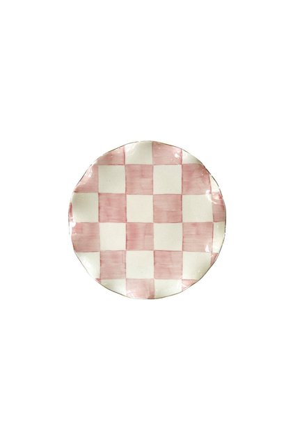 Checkered Pink 6-Piece Cake Plate