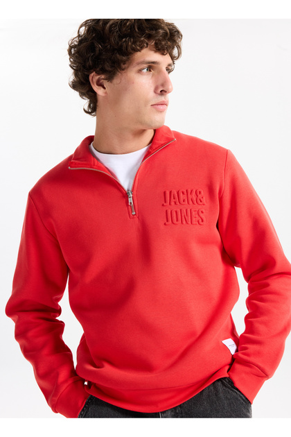Jack & Jones Dik Yaka Kırmızı Erkek Sweatshırt 12299799 JORNEWOVE