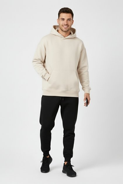 Baskısz Unisex Oversize Kapüşonlu Sweatshirt Rahat Kalıp Hoodie