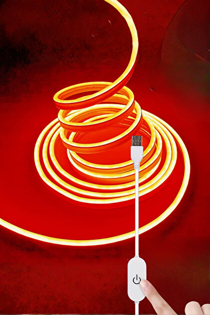 Ema Dükkan 5V USB Turuncu Neon Led Şerit Işık 5 Metre Silikon