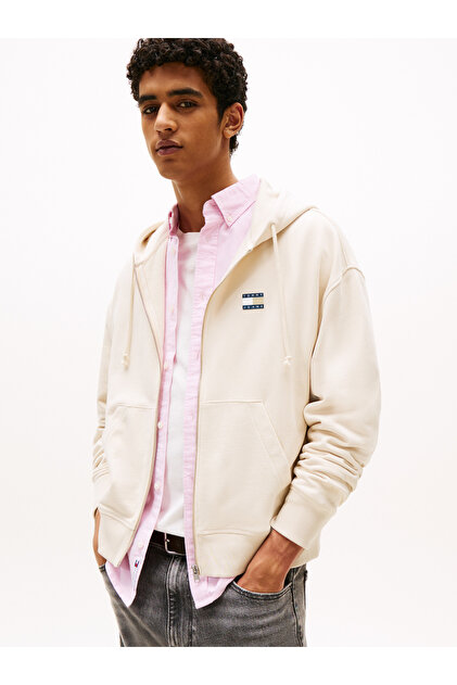 Tommy Hilfiger TJM CRP NEW CLASSICS ZIP THR Erkek Bej Sweatshirt