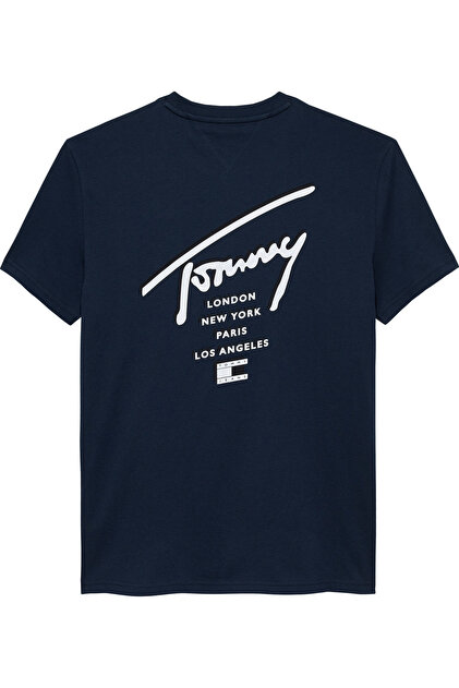 Tommy Hilfiger TJM REG SIGN CITY TEE EXT Erkek Mavi T-Shirt