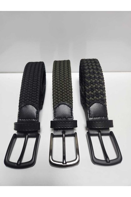 3-Piece Men's Knitted Elastic Belt Set