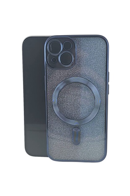 Husa de Protectie 2in1 pentru iPhone 15 Plus Glitter Magsafe, TPU, Magnetica, Albastru Marin