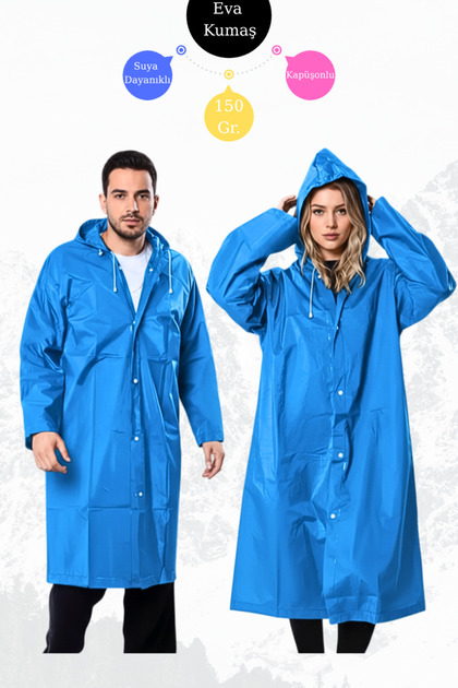 Μπλε Unisex Eva Υφασμάτινο Αδιάβροχο Αδιάβροχο Παλτό για Ενήλικες