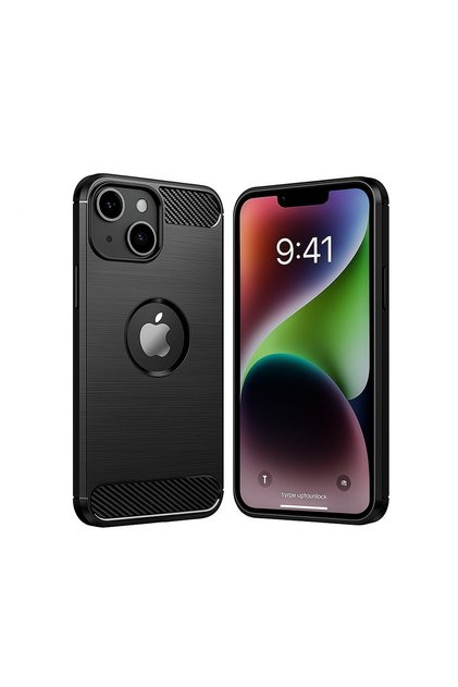 Husa Protectie, OEM, compatibila Apple iPhone 14 Plus, Carcasa TPU Carbon, 1.5 mm, Negru