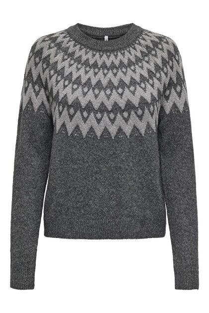 ONLFRY LS JQ Glitter O-Neck Kadın Triko Kazak – Simli, Uzun Kollu, Yuvarlak Yaka