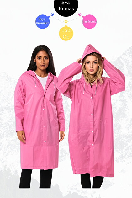 Pink Unisex Eva Fabric Water Windproof Adult Raincoat