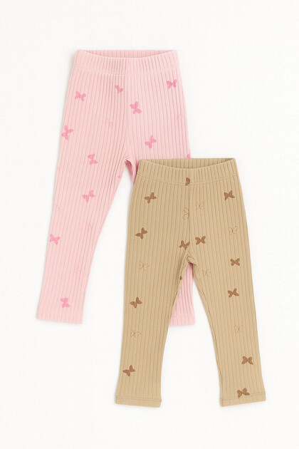 Butterfly Printed Girl's 2-Pack Tights 20605-2