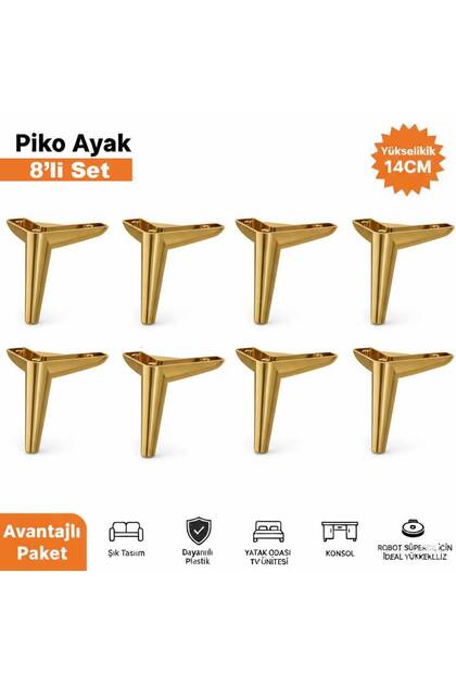 Piko 14 cm(8 Adet) Koltuk Baza Tv Ünitesi Yatak Odası Konsol Çocuk ve Genç Odası Ayağı
