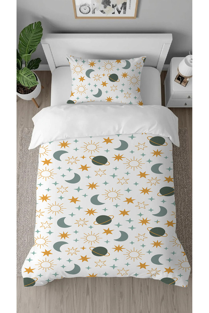 Space Star Moon Planet Patterned Printed Specially Designed Colorful Style Stylish Children's Duvet Cover Set Without Sheets