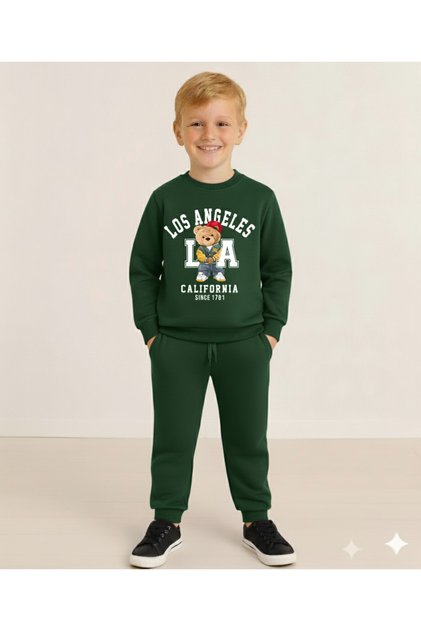 Boy's Blue Sonic Printed Long Sleeve 3 Thread Shardedon Winter Sweatshirt / Tracksuit Set