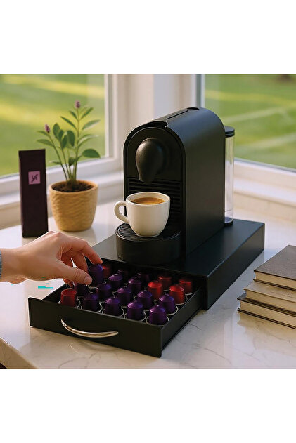 decorelax Çekmeceli Siyah 5 Bölmeli Kapsül Kahve Standı - Fiyatı