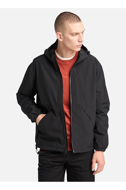 TB0A68CB0011-WINNICK Waterpr Jacket Siyah Fermuarlı Regular Fit Erkek Yağmurluk
