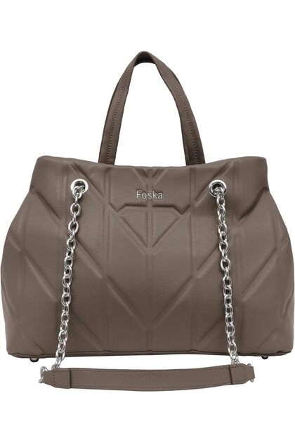 Women's Quilted Shoulder Bag - PU Leather with Chain Strap