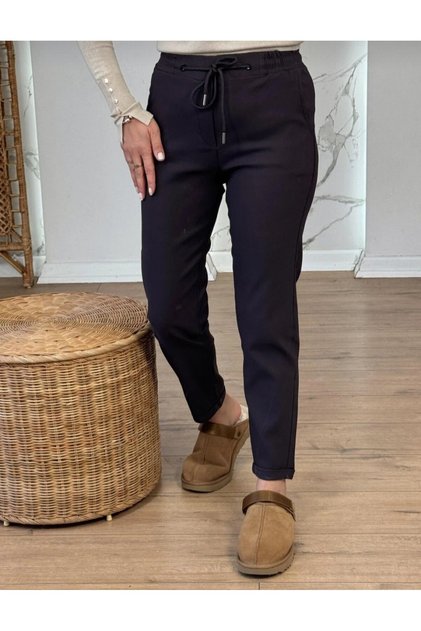 Women's Full Lyclary Waist Lace-Up Super Comfortable Double Leg Ankle-Length Top Line Pants