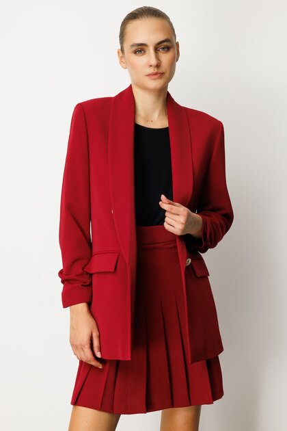 Cuffed Sleeves Jacket with Cover Pockets