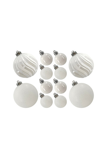 Designer Baubles Gift Set White 4 & 8cm Mixed 20Pcs/Box
