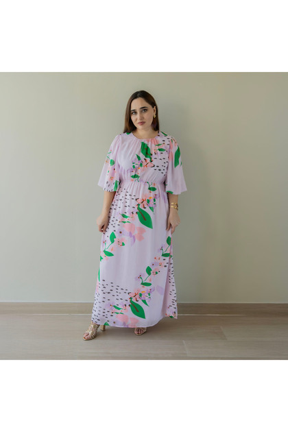 Ladies Casual Dress – Polyester Floral Printed Maxi Wear