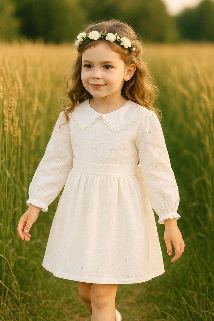 Girls' Dress Long Sleeve Ruffled V-Neck Special Occasion Birthday Wedding Party Daily Baby Girl Dress