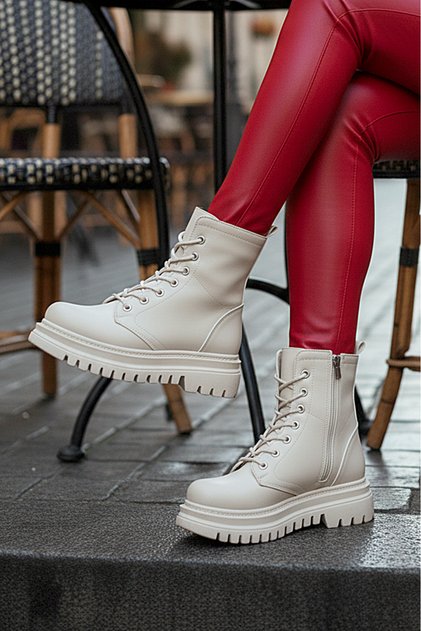 Unisex Su Geçirmez Kürklü Dikişli Ortopedik Kauçuk Yüksek Taban Garantili Kışlık Fermuarlı Bot iarnă