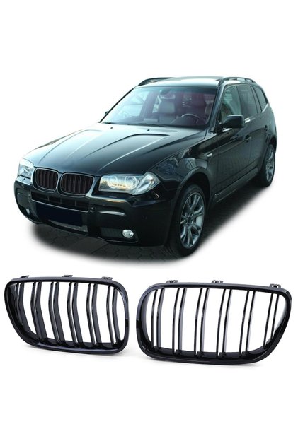 Set grile bara față duble M compatibile cu BMW X3 E83 Facelift, 2007-2011, M-Design, lucioase