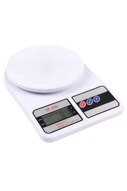 Cântar de bucătărie digital, precizie 1g, capacitate 7kg, afișaj LCD, baterii incluse, alb