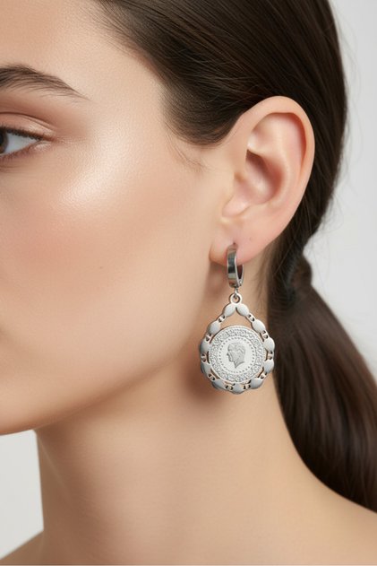 Steel Quarter Clip Women's Earrings I Karamaz Women's Steel Earrings